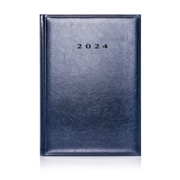 Colombia A4 Daily Diary in blue with and embossed date and white pages.