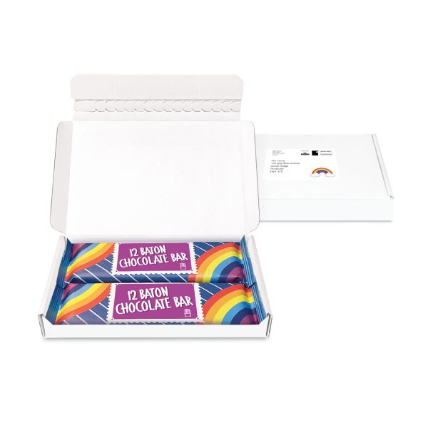 Gift Boxes – Mini White Postal Box - 2x 12 Baton Bars - 41% Cocoa