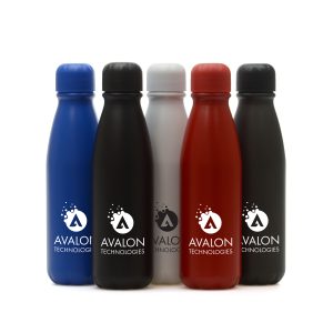 550ml single walled aluminium bottle with a powdered finish, recycled PP plastic screw on lid and silicone seal. BPA & PVC free.