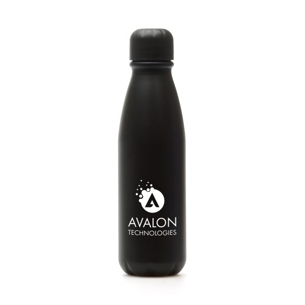 550ml single walled aluminium bottle with a powdered finish, recycled PP plastic screw on lid and silicone seal. BPA & PVC free.