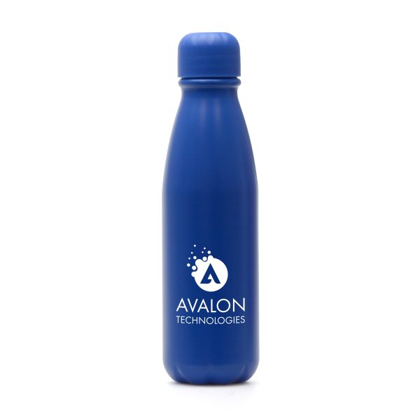 550ml single walled aluminium bottle with a powdered finish, recycled PP plastic screw on lid and silicone seal. BPA & PVC free.