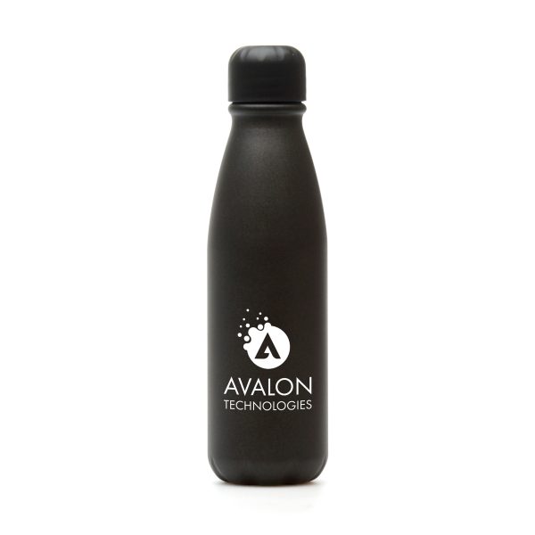 550ml single walled aluminium bottle with a powdered finish, recycled PP plastic screw on lid and silicone seal. BPA & PVC free.