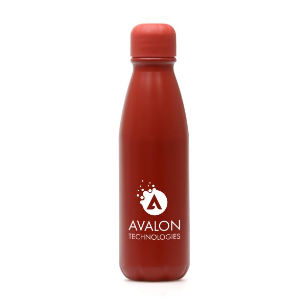 550ml single walled aluminium bottle with a powdered finish, recycled PP plastic screw on lid and silicone seal. BPA & PVC free.