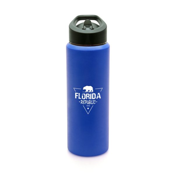 750ml single walled, stainless steel bottle which changes colour when you add cold liquids. Secured with a screw on recycled PP plastic lid with recycled PS plastic sipper, recycled LDPE plastic straw and silicone seal. BPA and PVC free.