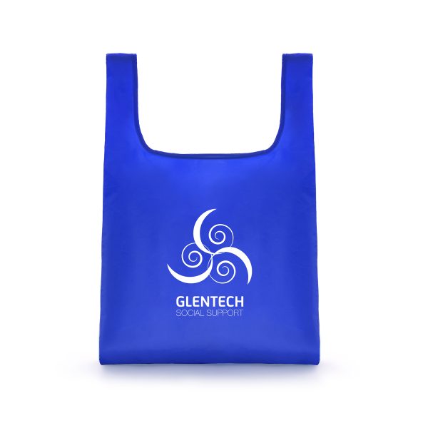 Made from 100% recycled plastic, this large RPET shopper folds away into a pouch in the inside of the bag