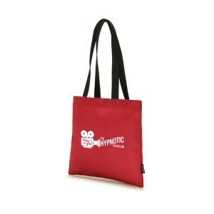 Recycled 600D RPET shopper bag with strong polyester webbed handles and a small inner side pocket with 2 compartments.