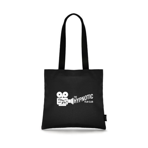 Recycled 600D RPET shopper bag with strong polyester webbed handles and a small inner side pocket with 2 compartments.