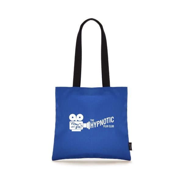 Recycled 600D RPET shopper bag with strong polyester webbed handles and a small inner side pocket with 2 compartments.