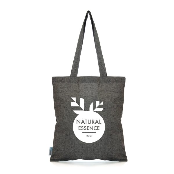 50% recycled 4oz cotton shopper with long handles. GRS compliant.