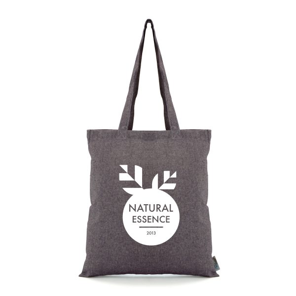 50% recycled 4oz cotton shopper with long handles. GRS compliant.