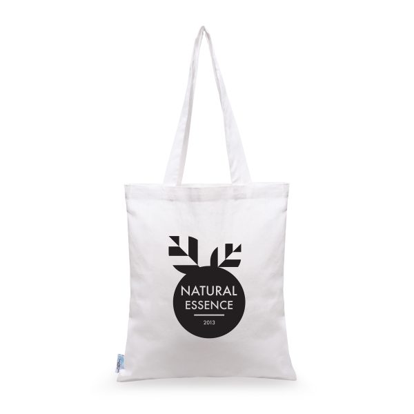 50% recycled 4oz cotton shopper with long handles. GRS compliant.