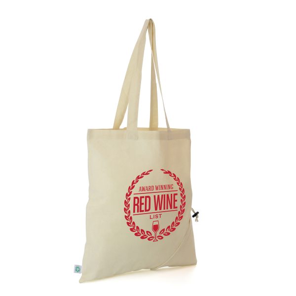 100% GOTS certified organic 4oz cotton foldable shopper with long handles and large branding area.