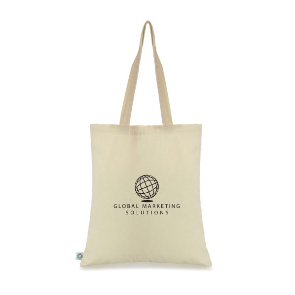 100% organic 5oz shopper with long handles and large branding area. GOTS certified.