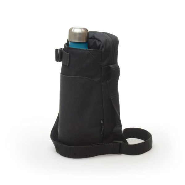 RPET cross body bag with zipped drinks bottle compartment and adjustable strap. Additional compartments for slim items such as mobile phone or wallet.