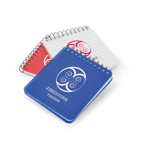 40 sheet mini spiro bound lined notebook with PP plastic cover.