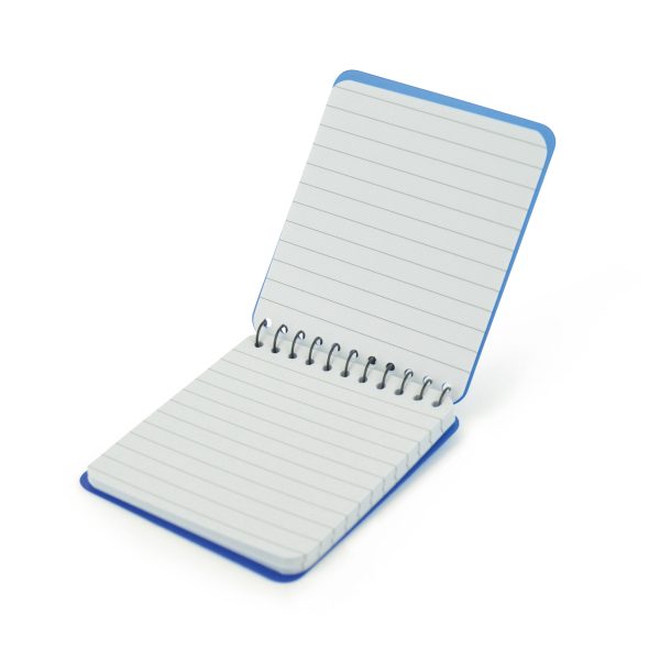 40 sheet mini spiro bound lined notebook with PP plastic cover.