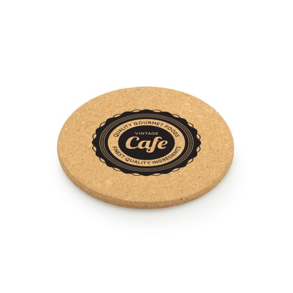 10cm diameter, 5mm thick, circular cork coaster. Colour can vary due to it being a natural product.