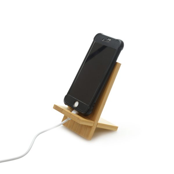 100% bamboo, this phone stand comes in 2 pieces which easily slot together to make this must-have desk accessory. There is a handy cut out in the design for a charging wire. Colour can vary due to it being a natural product.