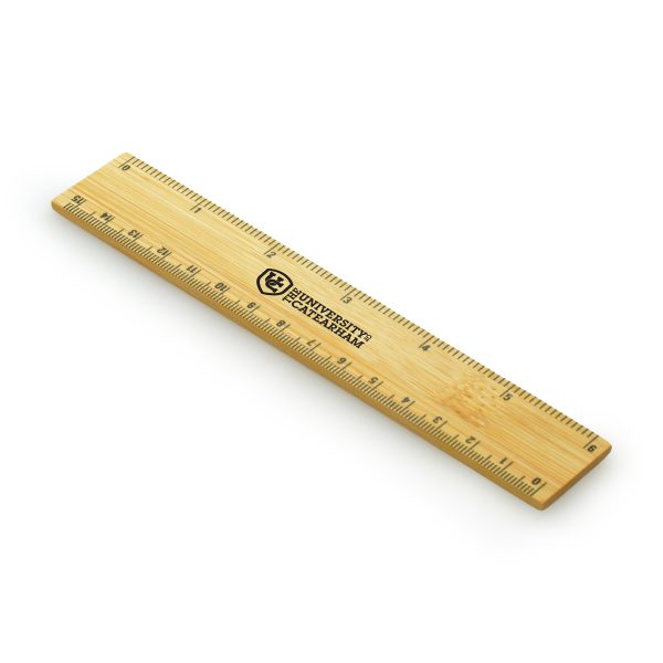 15cm (6in) bamboo ruler with centimetre and inch marking. Colour can vary due to it being a natural product.