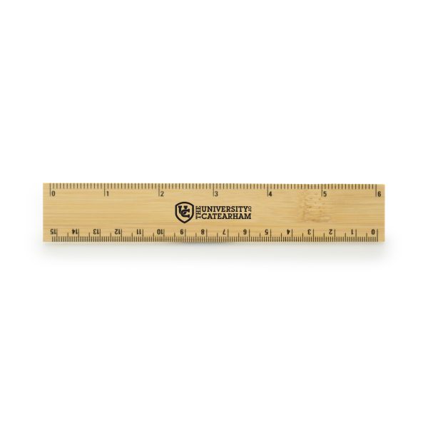 15cm (6in) bamboo ruler with centimetre and inch marking. Colour can vary due to it being a natural product.