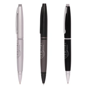 A contemporary metal twist action ball pen with a satin smooth finish available in three sumptuous colours: black, silver and gunmetal.