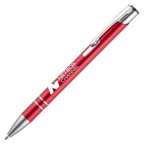 A metal push action ball pen in a well-known design with a blue ink refill that can be printed or engraved. Available in 6 popular colours.