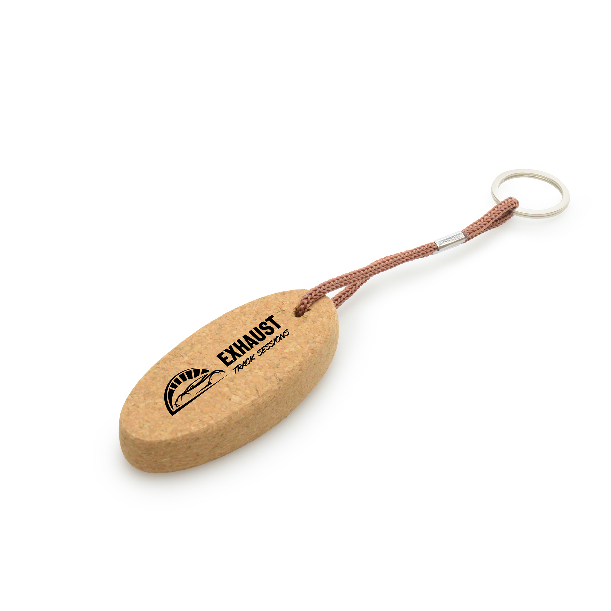 Made from natural cork and recyclable featuring a cord attachment so it can be added to bag straps and keys. Show off logos with a large branding area!