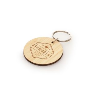 3mm bamboo circular keyring with split ring attachment