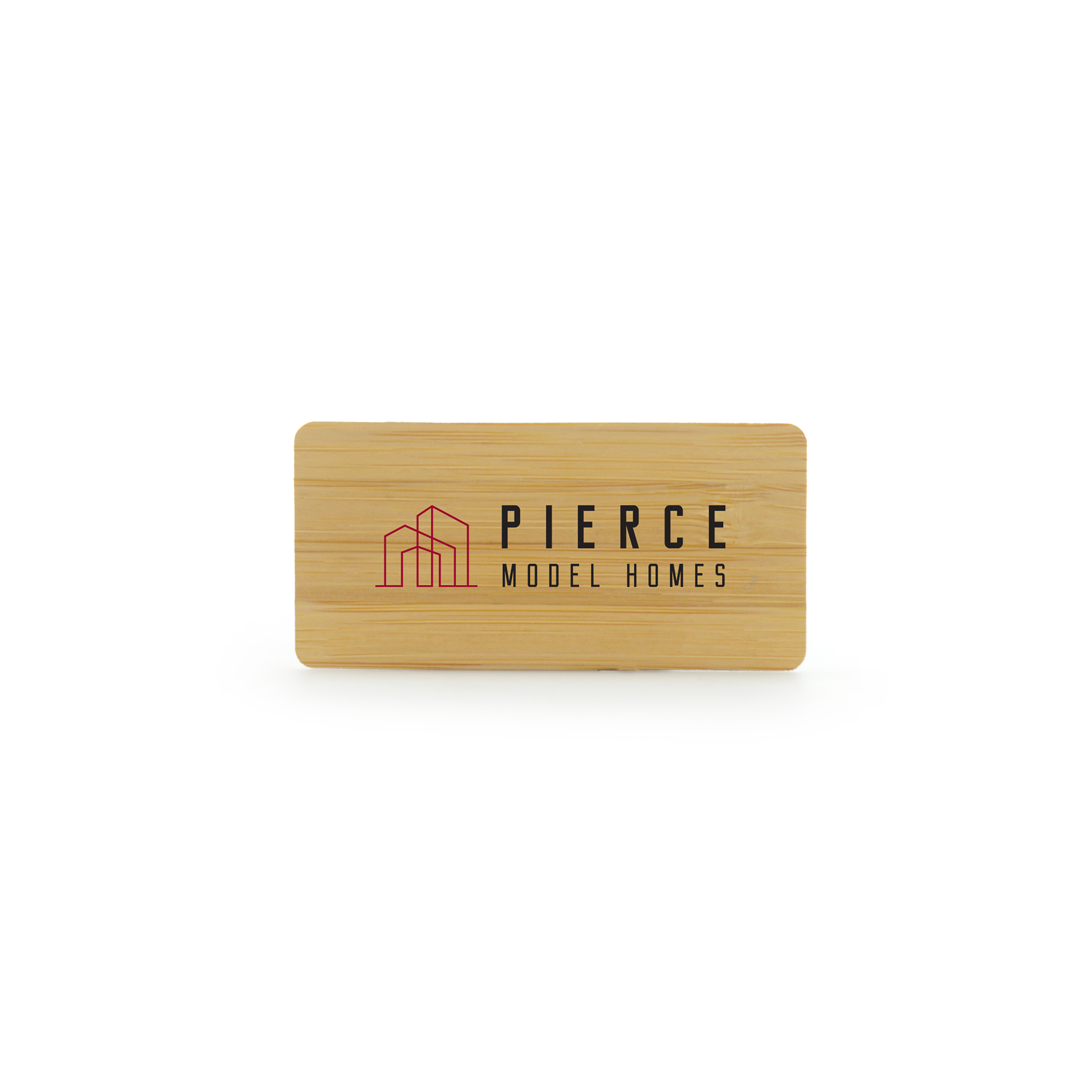 Sustainable bamboo rectangle badge with large personalisation area. Magnet attachment on the reverse for attaching to clothing.