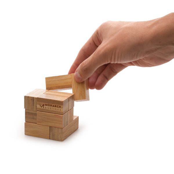 A 7 piece wooden puzzle. Try to piece together the blocks to form a perfect cube! Available in natural wood with the choice to engrave or print each block. Price dependant on how many blocks are branded.