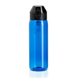 Nero Tritan 600ml sports bottle in blue with a black lid ,is made from shatterproof Titan giving it a crystal clear glass like appearance