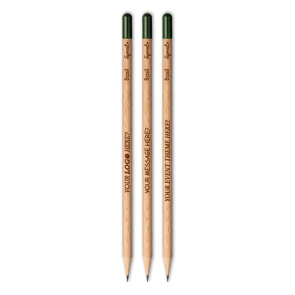 Biodegradable sprout plantable pencil . Made of sustainable wood and engraved with your logo