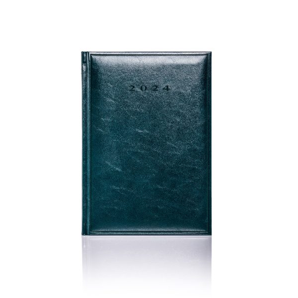 Colombia A5 Daily Diary in green with blind embossed date.