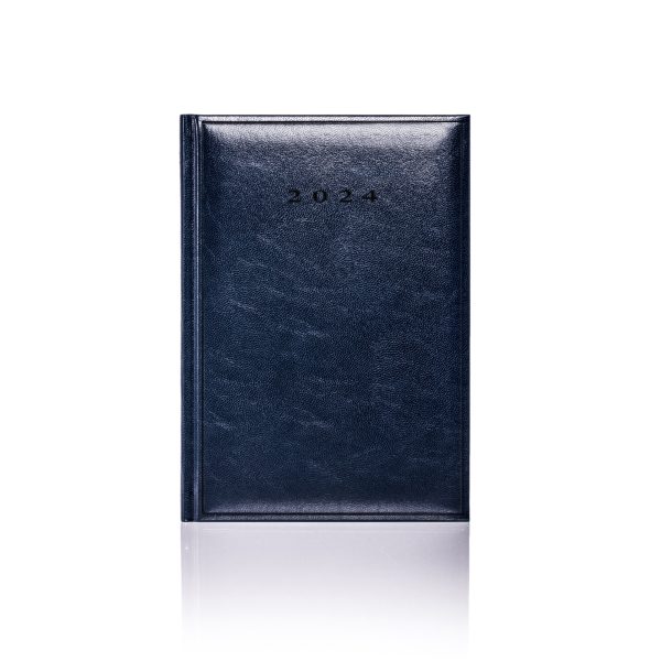 Colombia A5 Daily Diary in blue with a classic blind embossed date.