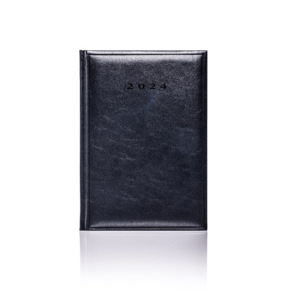 Colombia A5 Daily Diary in black with blind embossed date.