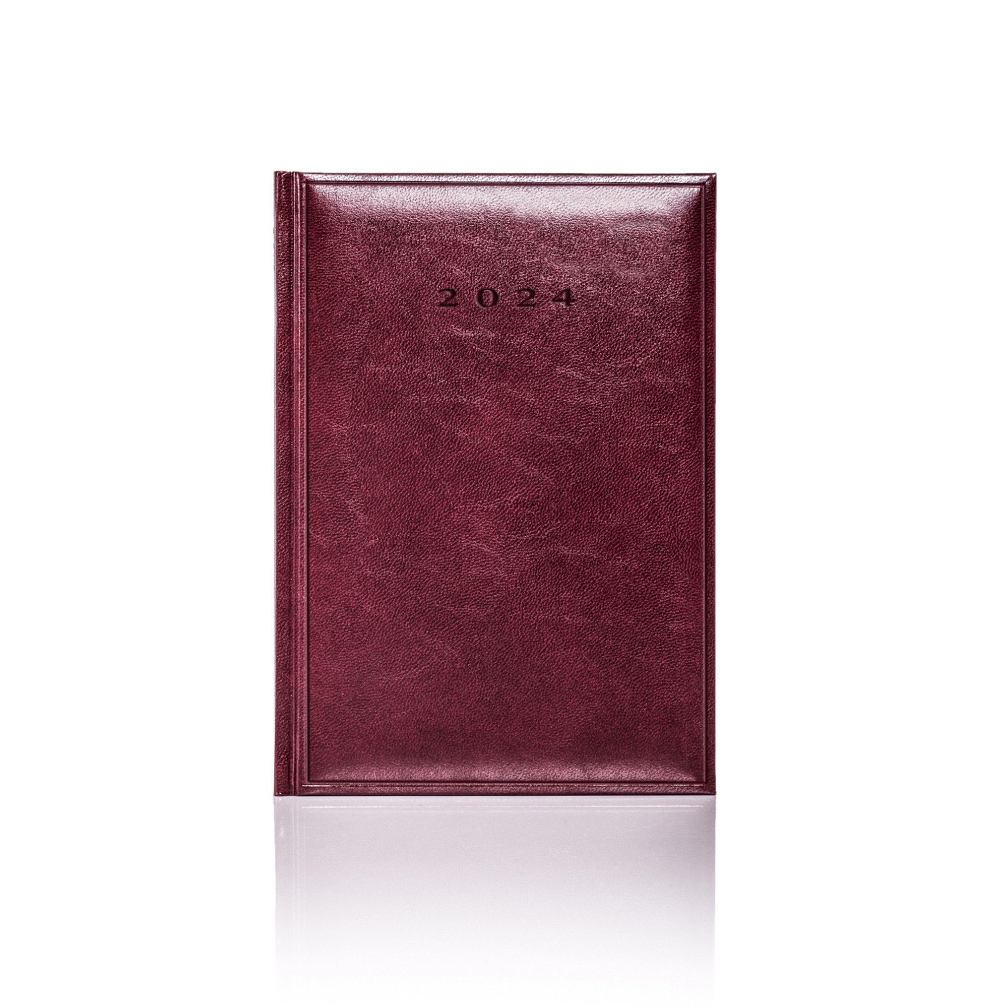 Colombia A5 Daily Diary in burgundy with blind embossed date.