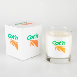 This scented candle is a perfect gift that can be personalised with a full colour logo, photgraph and wording to create a gift that is sure to take pride of place when put on display at home or at work. It can be spplied in a choice of 18 different scents and it is spplied in a square lidded gift box that can also be decorated with a digitally printed label.