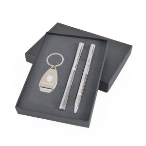 Looking for the wow factor? The Flexi Set is the go to product for a unique corporate gift. The bespoke foam inlay is cut to your specification for a perfect fit around your chosen promotional items such as a pen and keyring or a pen set with bottle opener.