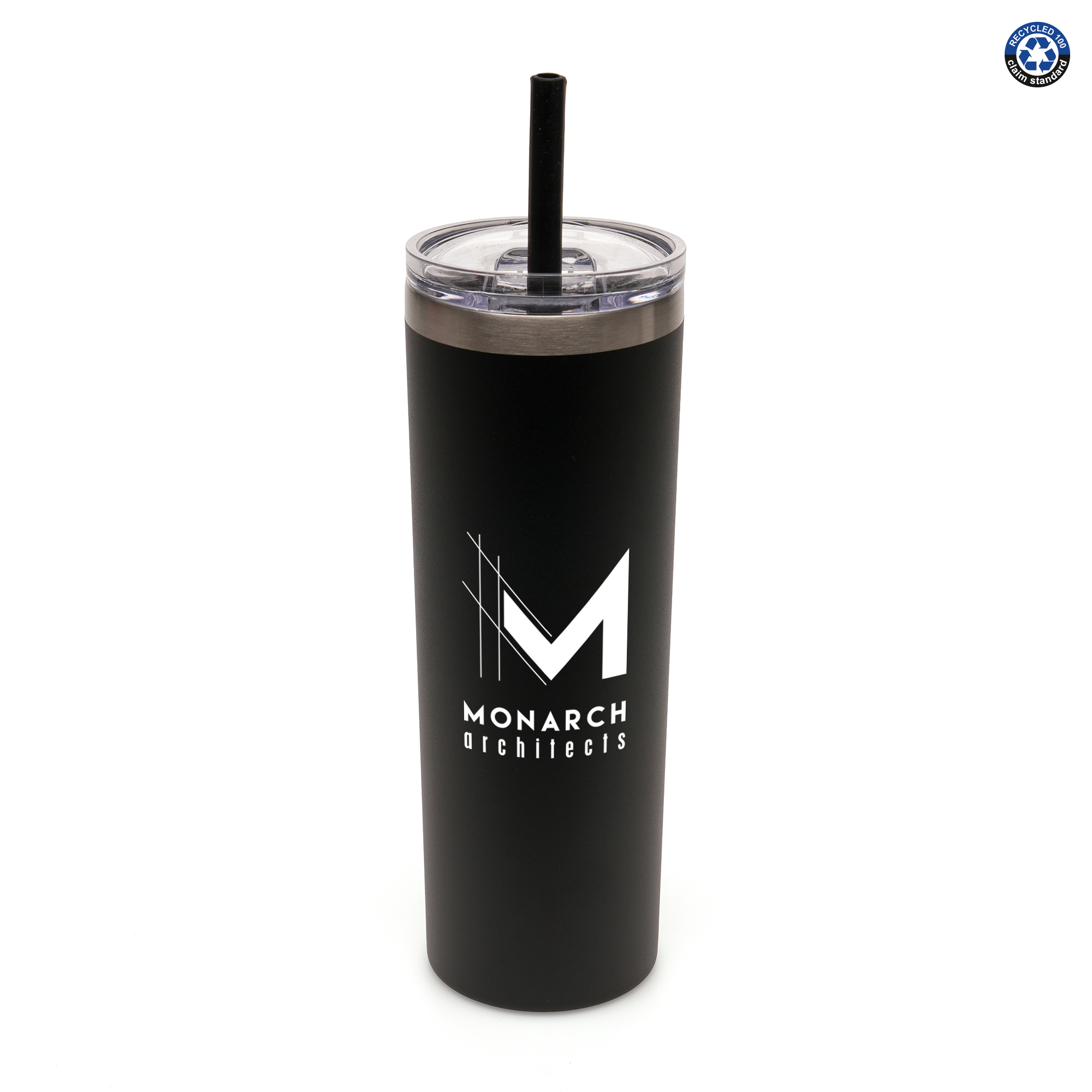 580ml double walled stainless steel RCS certified tumbler with clear PS push on lid and Silicone straw to prevent spills. A stylish promotional product for those who travel or are constantly on the go. BPA & PVC free.