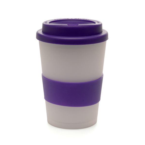 Soft touch silicone plastic grip specifically designed for the MG2017 and MG3017 Haddon take out mugs, providing extra grip and heat protection when holding.