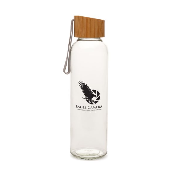 450ml transparent single walled glass bottle with bamboo screw on lid and built in silicone grey handle. A plastic free solution to staying hydrated through the day. BPA & PVC free.