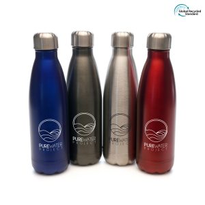 500ml RCS certified stainless steel drinks bottle with screw top lid featuring GRS certified PP. Double walled insulation to keep hot or cold beverages at the perfect temperature. BPA & PVC free.