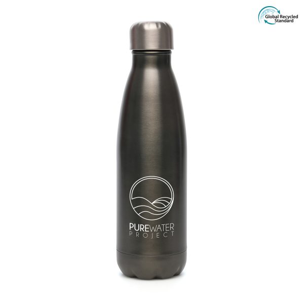500ml RCS certified stainless steel drinks bottle with screw top lid featuring GRS certified PP. Double walled insulation to keep hot or cold beverages at the perfect temperature. BPA & PVC free.