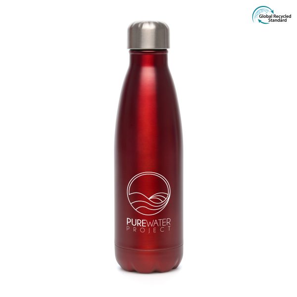 500ml RCS certified stainless steel drinks bottle with screw top lid featuring GRS certified PP. Double walled insulation to keep hot or cold beverages at the perfect temperature. BPA & PVC free.