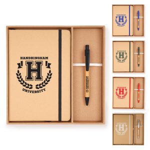 A beautiful eco set that will bring the wow factor. Includes the Sumo bamboo ball pen and A5 Natural recycled notebook supplied in a recyclable cardboard box