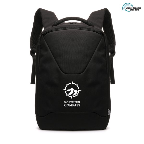 With a capacity of 13L this anti-theft backpack boasts a large main compartment for documents and clothes, a padded laptop compartment with hook and loop closure, padded pocket for tablet, a luggage strap attachment and zipper pocket to the back and top.