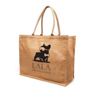 Natural jute eco-friendly shopper with padded cotton webbed handles, cotton lining and gusset.