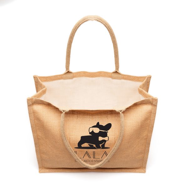 Natural jute eco-friendly shopper with padded cotton webbed handles, cotton lining and gusset.