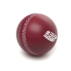 Cricket ball shaped PU stress toy.