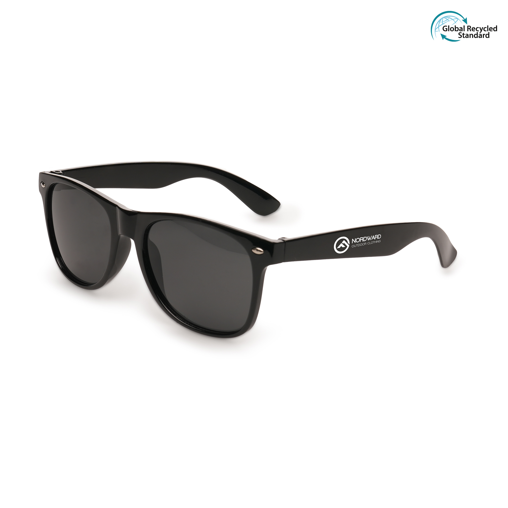 One size sunglasses with recycled ABS plastic, matt finish and tinted PC plastic lens. Eye protection up to UV400.